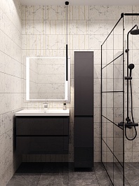 Style Line Мебель для ванной Даймонд 80 Люкс черная, PLUS подвесная – фотография-3